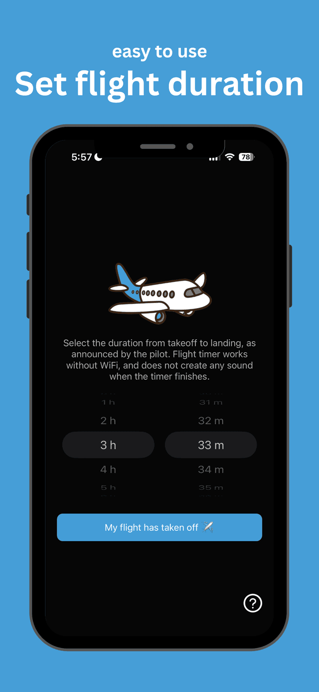 set flight duration screen